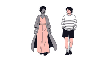 Diverse People Walking and Interacting | Modern Flat Vector Illustration