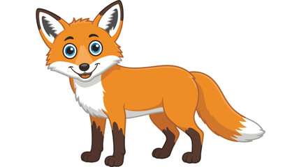 Obraz premium Cartoon fox with orange fur and a bushy tail