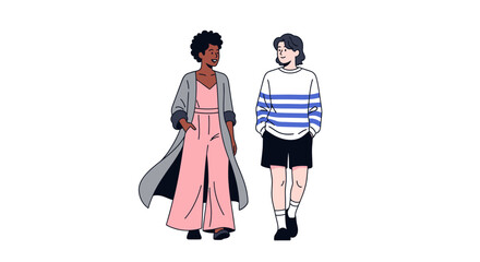 Diverse People Walking and Interacting | Modern Flat Vector Illustration