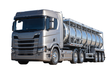 Sleek fuel truck ready for delivery on the open road today