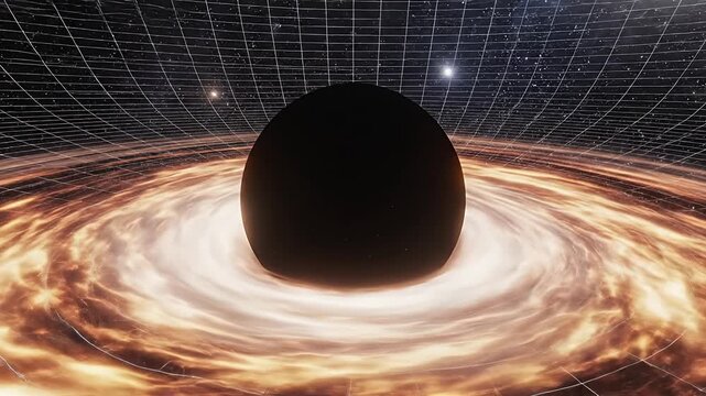 Visualization of a Black Hole Warping Spacetime and Gravitational Lensing Effect.