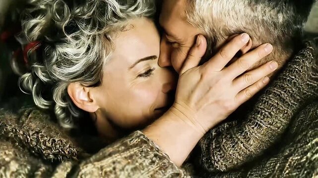 Timeless Embrace: Silver-Haired Love and Intimate Connection