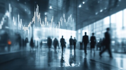 Abstract Financial Growth Concept with Silhouettes of Businesspeople in Modern Urban Environment