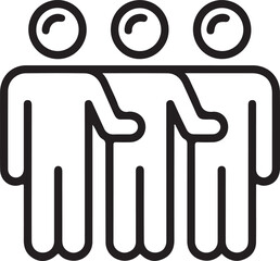 Three people standing together friendship and unity icon
