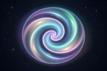 Vibrant swirling nebula sphere with cosmic stars isolated on white background