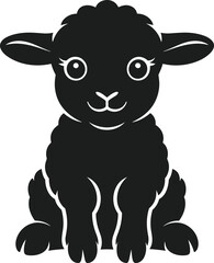 Black sheep vector illustration sitting front view
