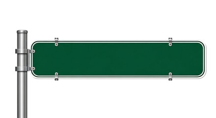 Blank Green Street Sign on Metal Pole for Customization.