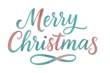 Merry christmas text with soft watercolor gradient lettering, holiday season greeting calligraphy