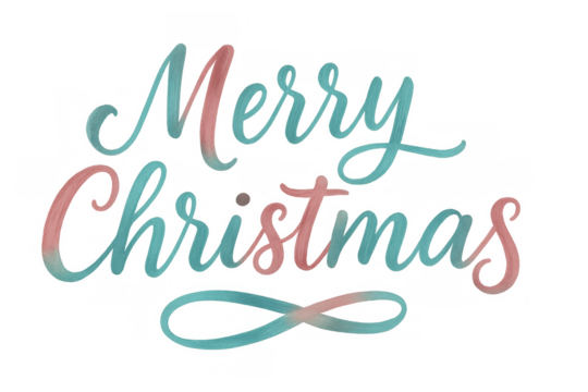 Merry christmas text with soft watercolor gradient lettering, holiday season greeting calligraphy - Powered by Adobe