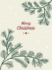 christmas background with fir branches and snowflakes