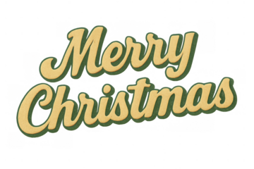 Merry christmas text with retro style typography, forming a holiday greeting on a transparent background