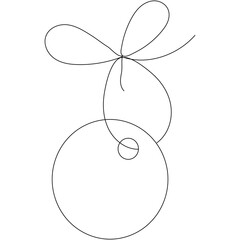 Stylized Dash Line Drawing Of A Gift Tag With A Bow And Ribbon On A White Background