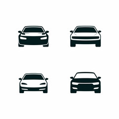 Fototapeta premium Four modern car silhouettes facing forward on a white background