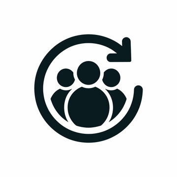 Teamwork and collaboration icon with circular arrow representing continuity