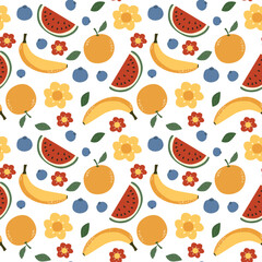 seamless pattern with fruits and vegetables