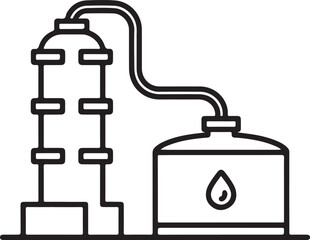 Industrial distillation tower and storage tank icon