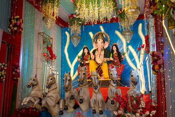 Fototapeta premium Beautiful Sculpture of Lord Ganesh. Happy Ganesh Chaturthi