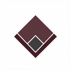 Geometric composition featuring layered diamond shapes with a burgundy/grey palette on a white background