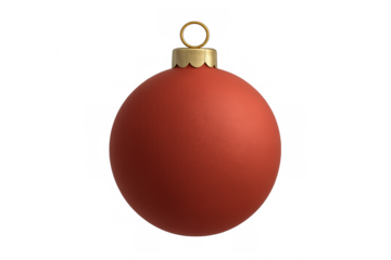 Red matte christmas bauble hanging, festive holiday decoration, transparent background for festive design