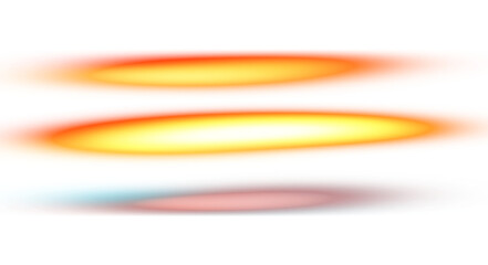 Horizontal Rays of yellow blue red light on transparent background. Glowing Laser Beams png
