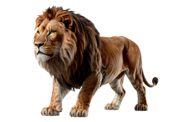 Majestic lion prowling, symbolizing power and royalty concept