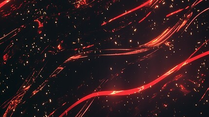 Vintage VHS-style low-quality image: abstract red light streaks in dark sky, with grainy and blurry effects, suitable for retro-themed design and nostalgic atmosphere material scenarios.