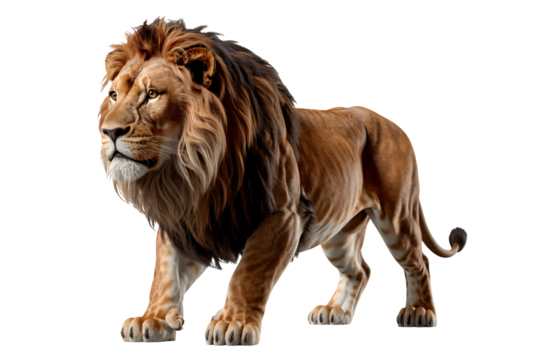 Majestic lion prowling, symbolizing power and royalty concept