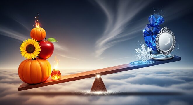 Conceptual Balance: Warmth of Nature vs. Coolness of Luxury and Reflection