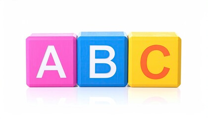 ABC blocks pink, blue, yellow, alphabet learning toys