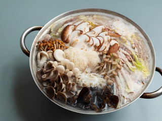 Hot Pot with various mushrooms and vegetables