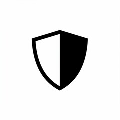 A simple shield icon, divided vertically into black and white halves, representing protection and security