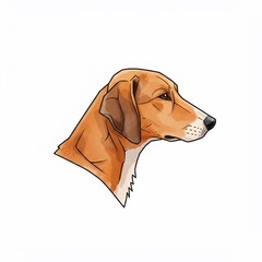 Watercolor-style profile of a canine with brown and white fur, set against a plain white background