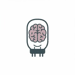 Stylized illustration of a brain inside a lightbulb shape, with a slightly distressed texture. Clean white background