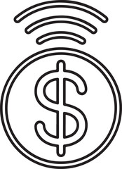 Wireless dollar coin symbol for digital payments