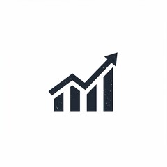 Simple graphic showing an upward trending line chart with vertical bars and an arrow, suggesting growth