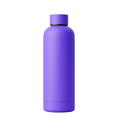 500ml Purple Color Reusable Matte Metal Vacuum Bottle Isolated on Transparent Background.