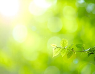 A bright, soft-focus shot captures a vibrant green background blurred foliage. circular bokeh highlights. the dreamy and natural