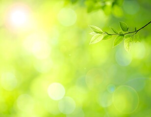A bright, soft-focus shot captures a vibrant green background blurred foliage. circular bokeh highlights. the dreamy and natural