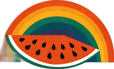 Bright Rainbow and Refreshing Watermelon Slice Graphic