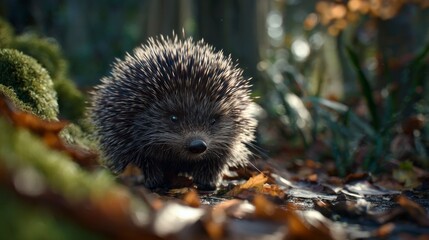 Hedgehog in forest floor