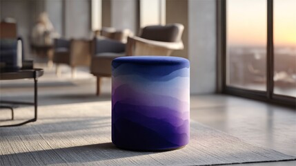 Modern purple velvet ottoman