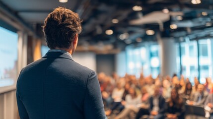 Speaker addressing large audience