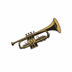 Naklejka premium A vintage brass instrument with intricate details rests against a white background, inviting musical expression