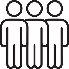 Simple iconography of three people standing together