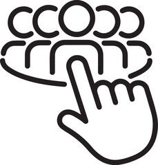 Hand cursor selecting one person from a group