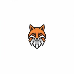 Obraz premium A stylized illustration of a fox head, rendered with geometric shapes and a contrasting color palette. Set against a clean white backdrop