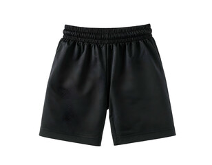 Black athletic shorts with an elastic waistband, seen from the front