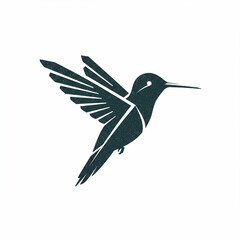 Fototapeta premium A stylized hummingbird in flight, rendered with geometric lines and a textured finish against a white backdrop