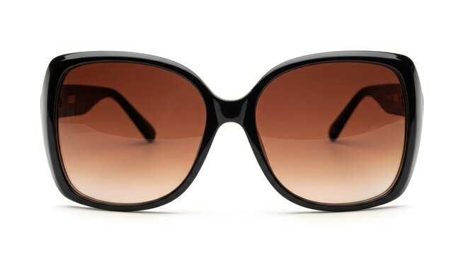 A pair of oversized black butterfly sunglasses with gradient brown lenses.