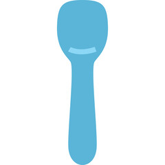 A Light Blue Spoon with a Smiling Face Design Against a Transparent White Background